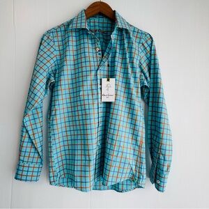 🆕 Robert Graham kids blue button down dress shirt cars detail size XL NWT